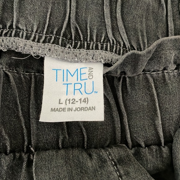 Time and Tru Paper Bag High Rise TT Tencel Pull On Removable Tie Waist Sz L - Picture 2 of 2